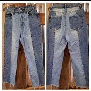 Pacsun 2 Tone Denim Jeans Sz 25 Panel Raw Hem